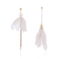 925 Silver Needle Women's Long Tassel Earrings Fashion Flower Pearl Asymmetric Earrings Fresh Super Fairy Earrings